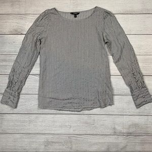 Express Silver and Cream Long Sleeve Blouse